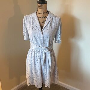 Main Strip White Eyelet Mini Dress